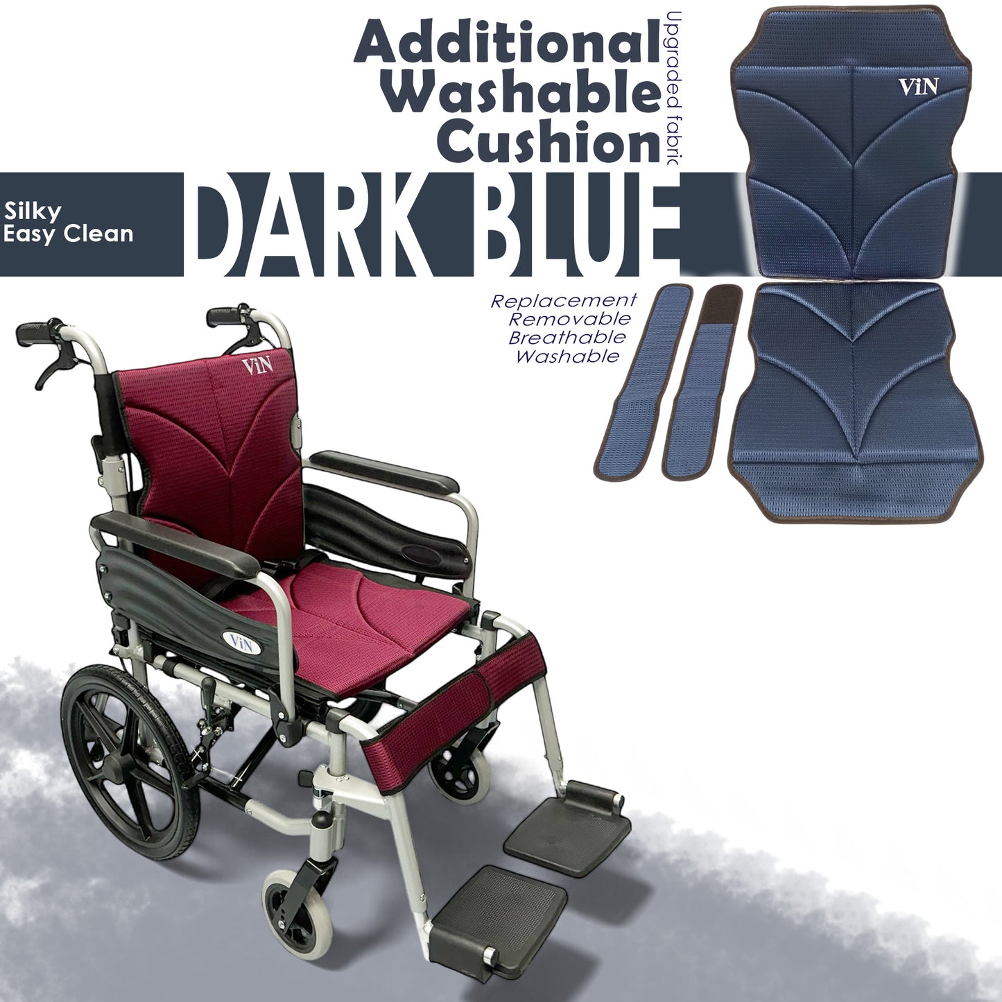 ViN 46A5S-16 | "16 inch" Narrow 16 Inches/40cm Seat Pushchair for Children and Small Size User - Washable Cushion - Flip-up Armrest - Detachable Legrest - Anti Tipper