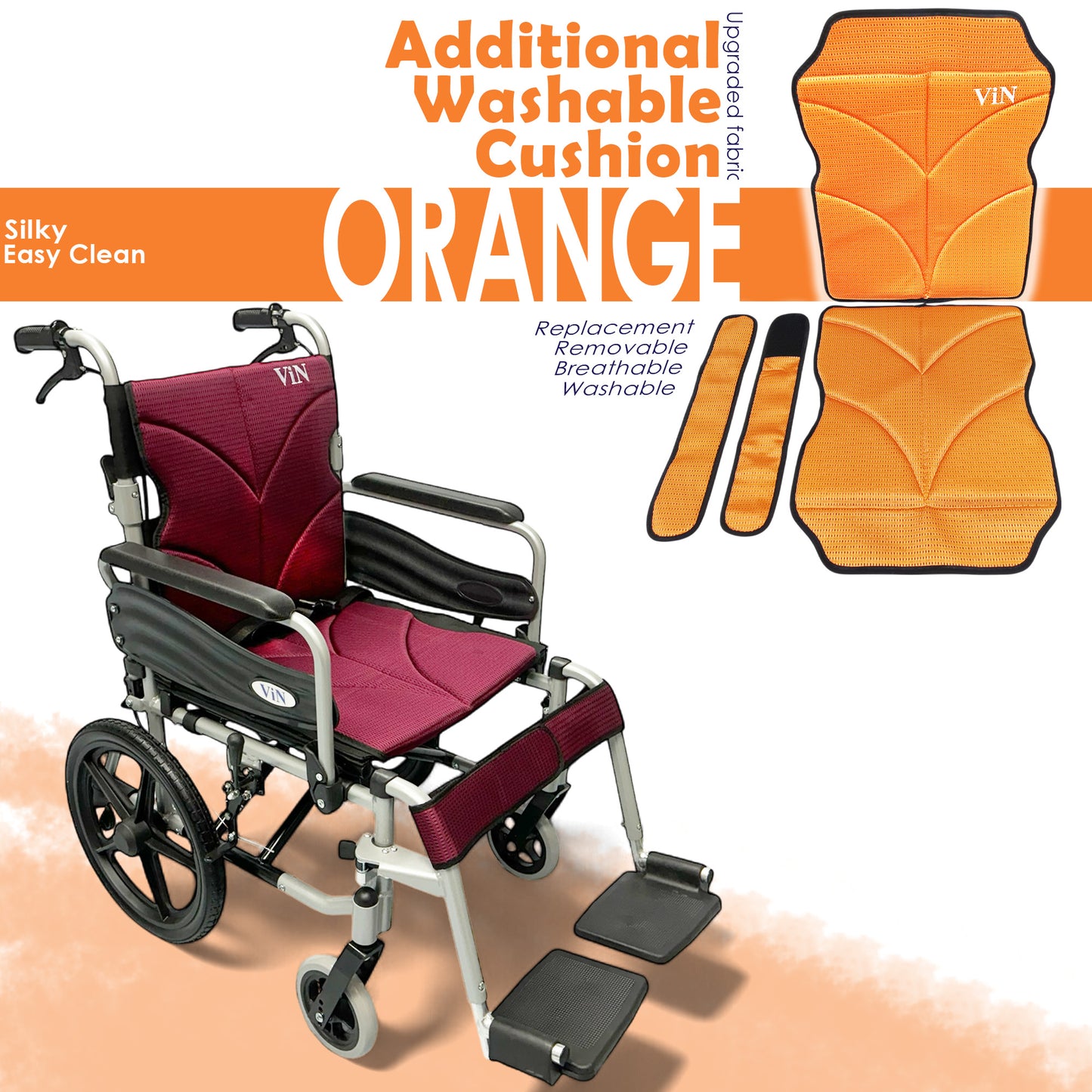 ViN 46A5S | Pushchair - Washable Cushion - Flip-up Armrest - Detachable Legrest - Anti Tipper