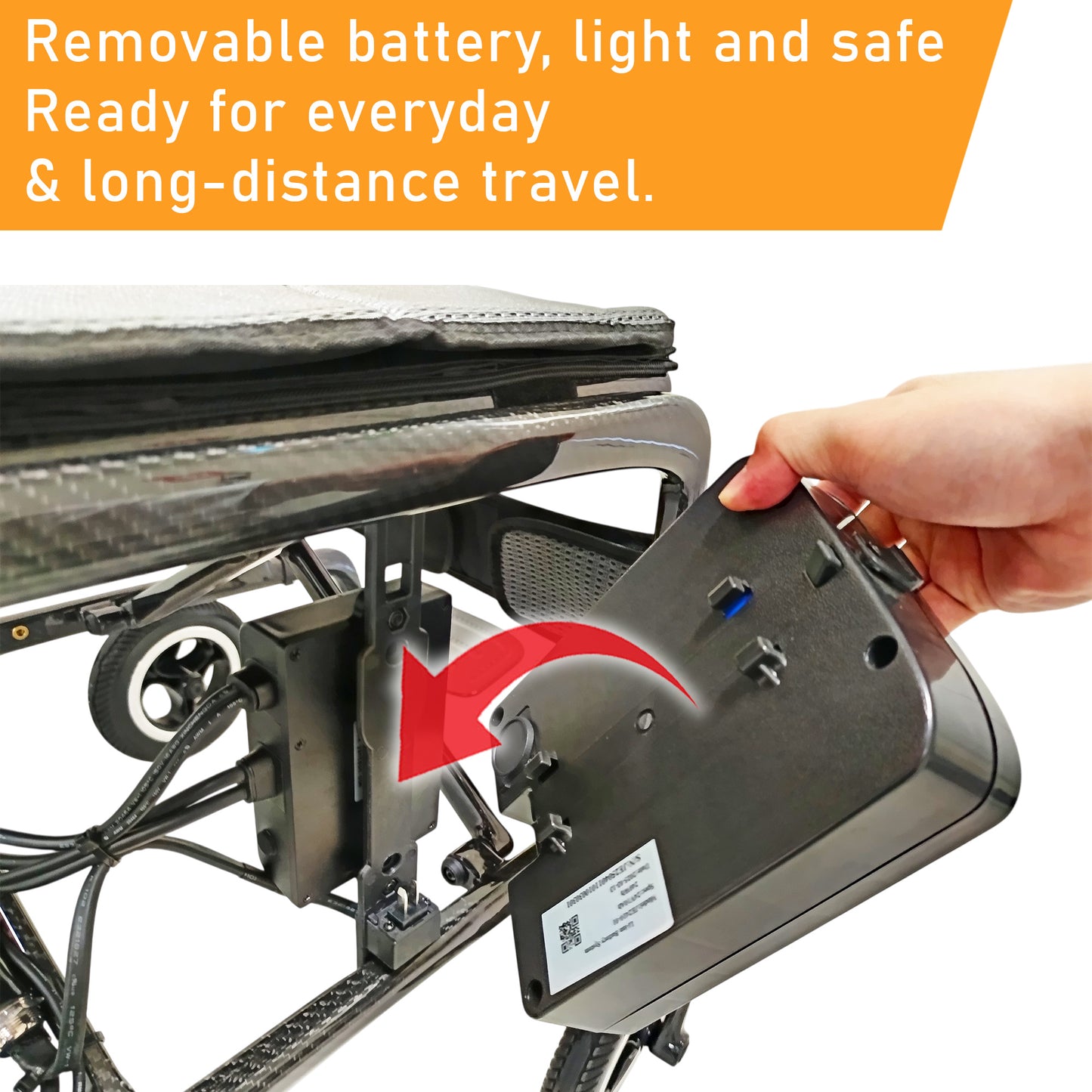 ViN-46A7 | Motorised Electric Wheelchair +Carbon Fiber Ultra lightweight Corrosion-Resistant +Armrest Flip Up +Detachable & Washable Cushion +Anti-Tipper