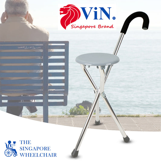 ViN WS07-ST lightweight aluminium folding seat cane with foam handle, anti-rust and anti-slip support