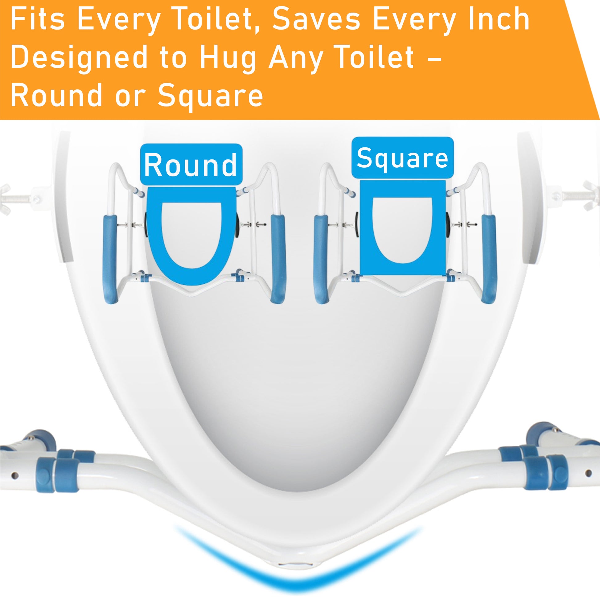 ViN-THR01 adjustable toilet bowl armrest with slip resistant clamps, height control and multiple angles