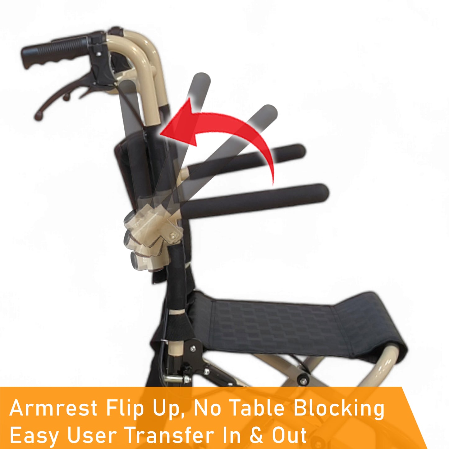 ViN YK800 Travel Pushchair, lightweight foldable wheelchair with flip-up armrest, cabin approved for elderly travel