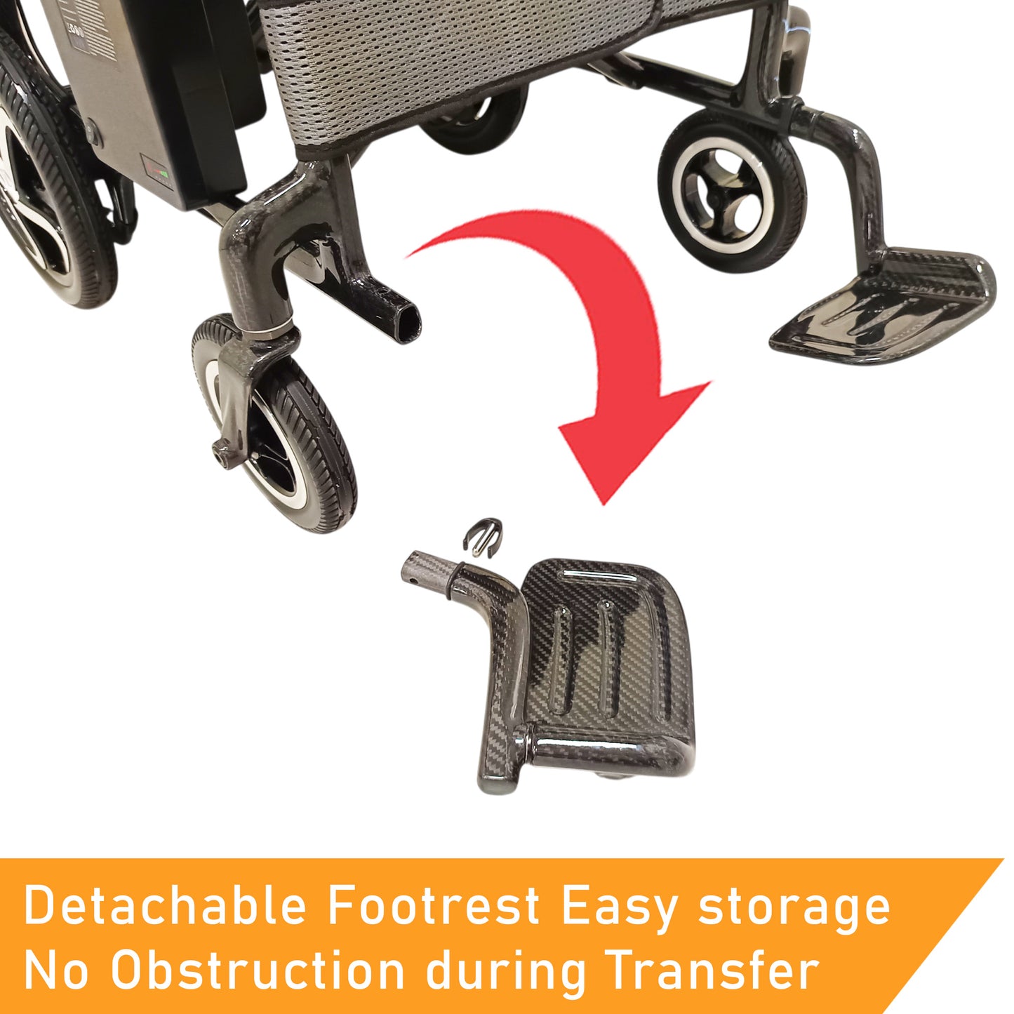 ViN-46A7 | Motorised Electric Wheelchair +Carbon Fiber Ultra lightweight Corrosion-Resistant +Armrest Flip Up +Detachable & Washable Cushion +Anti-Tipper