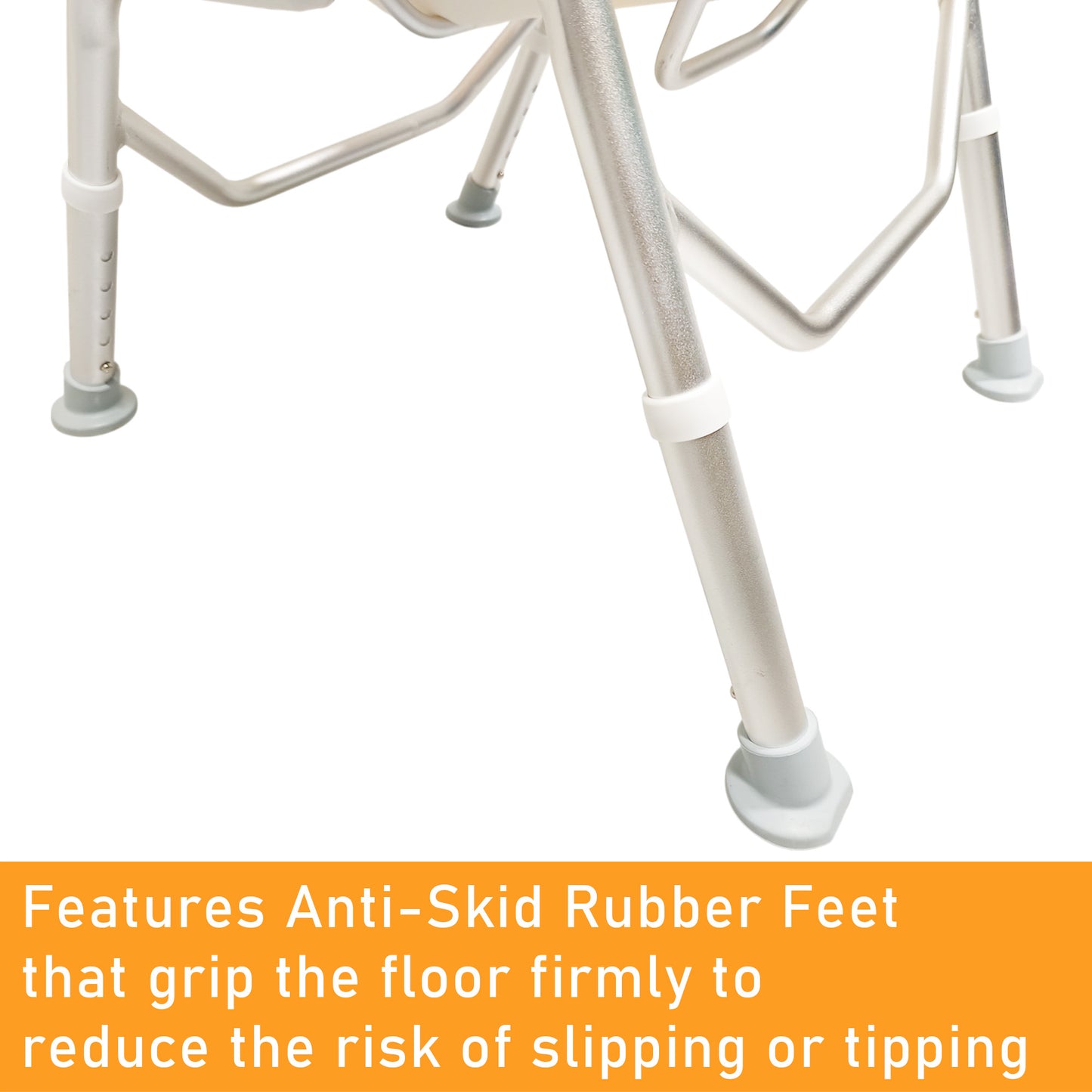 ViN-SC01 | Foldable Shower Chair + Detachable Waterproof EVA Soft Cushion + Armrest Flip Up + Adjustable height + Height Adjustable + Slip Resistant + U-Shape Groove Cutout for Private Cleaning