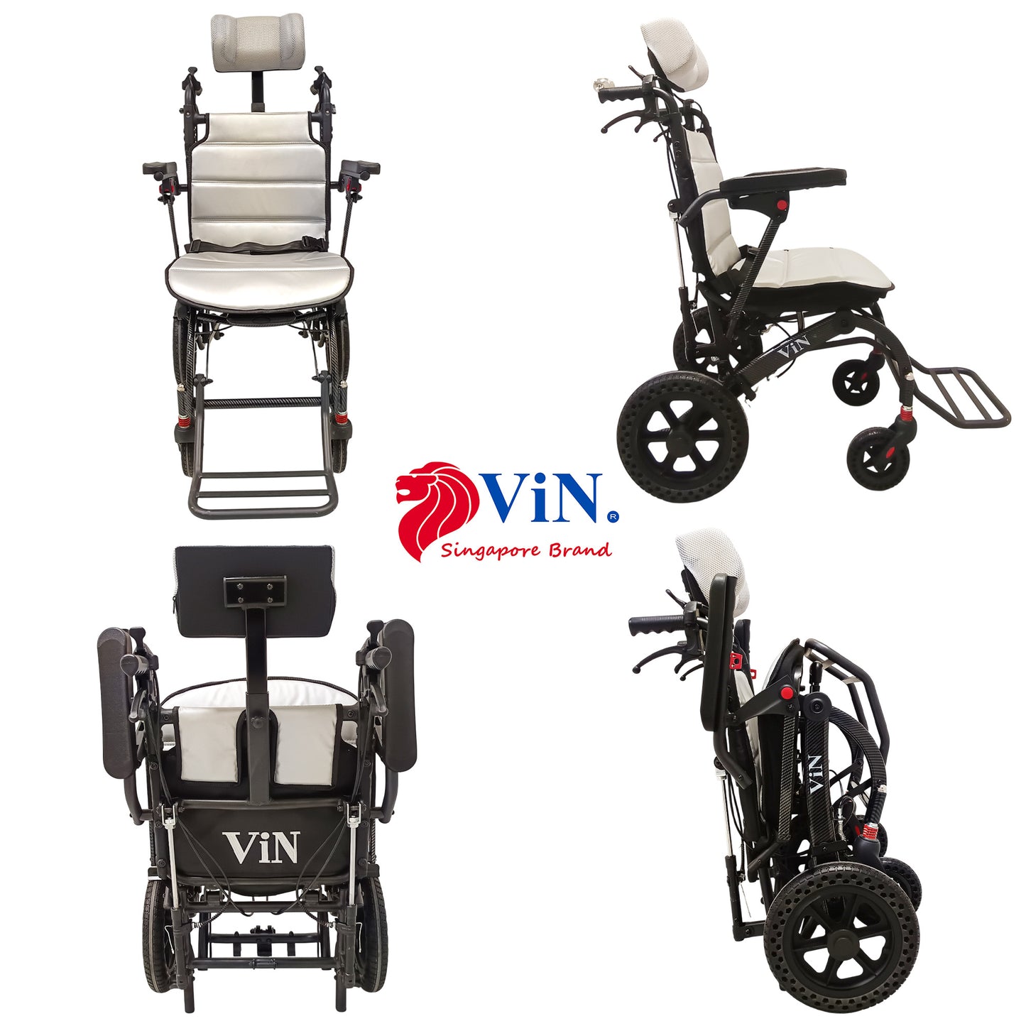ViN-Q19 | Reclining Travel Pushchair with Headrest - Lightweight 13 kg Pushchair Hold 100 Kg + Armrest Flip Up Function with Luggage Pull handle & Carrier bag