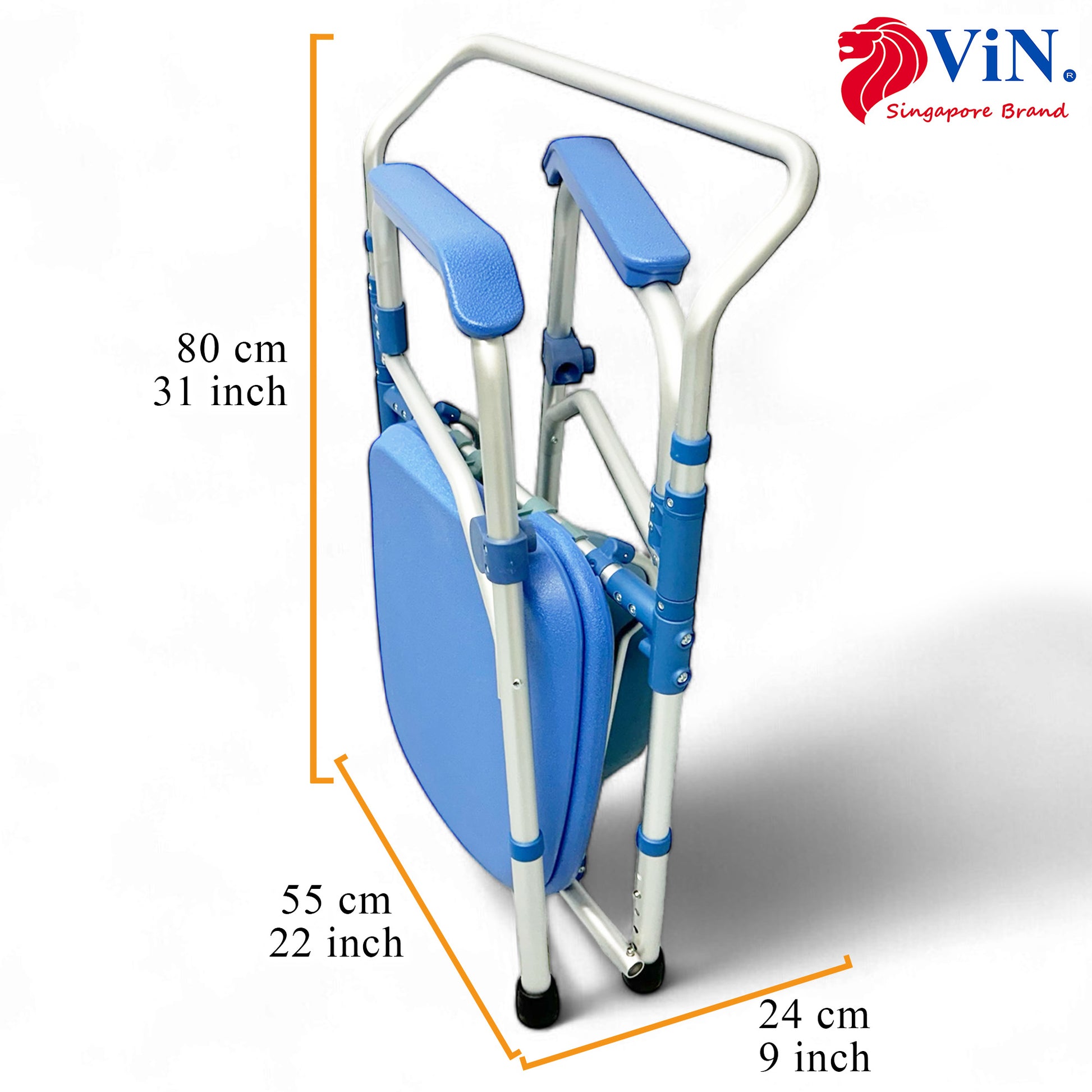 ViN K01 Commode Shower Chair, lightweight foldable commode with adjustable height and anti-rust design