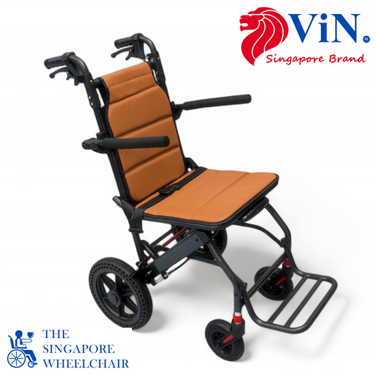 ViN DA07 Travel Pushchair, compact lightweight wheelchair with flip-up footrest and cabin approved size