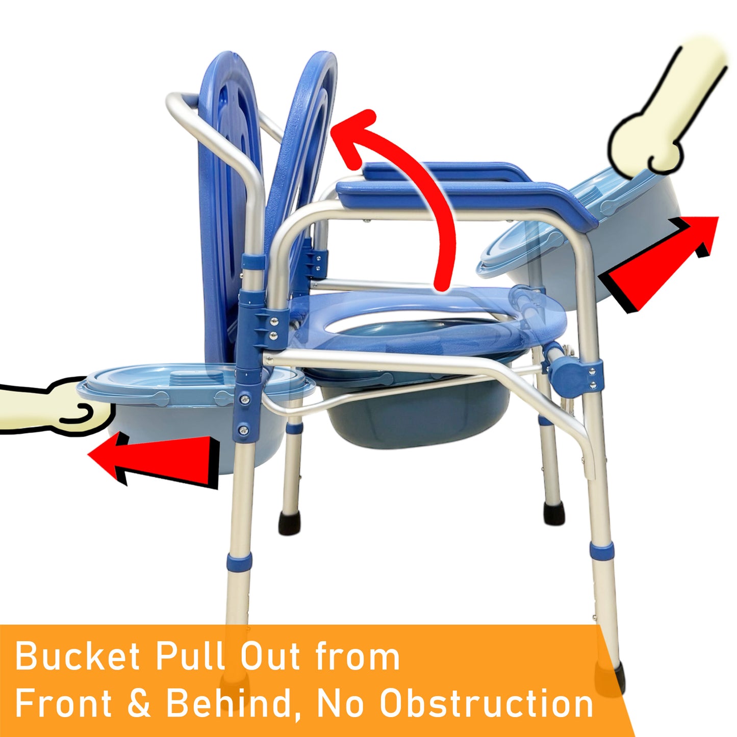 ViN K01 | Commode Shower Chair - Foldable + Adjustable Height + Stationery + Anti Rust