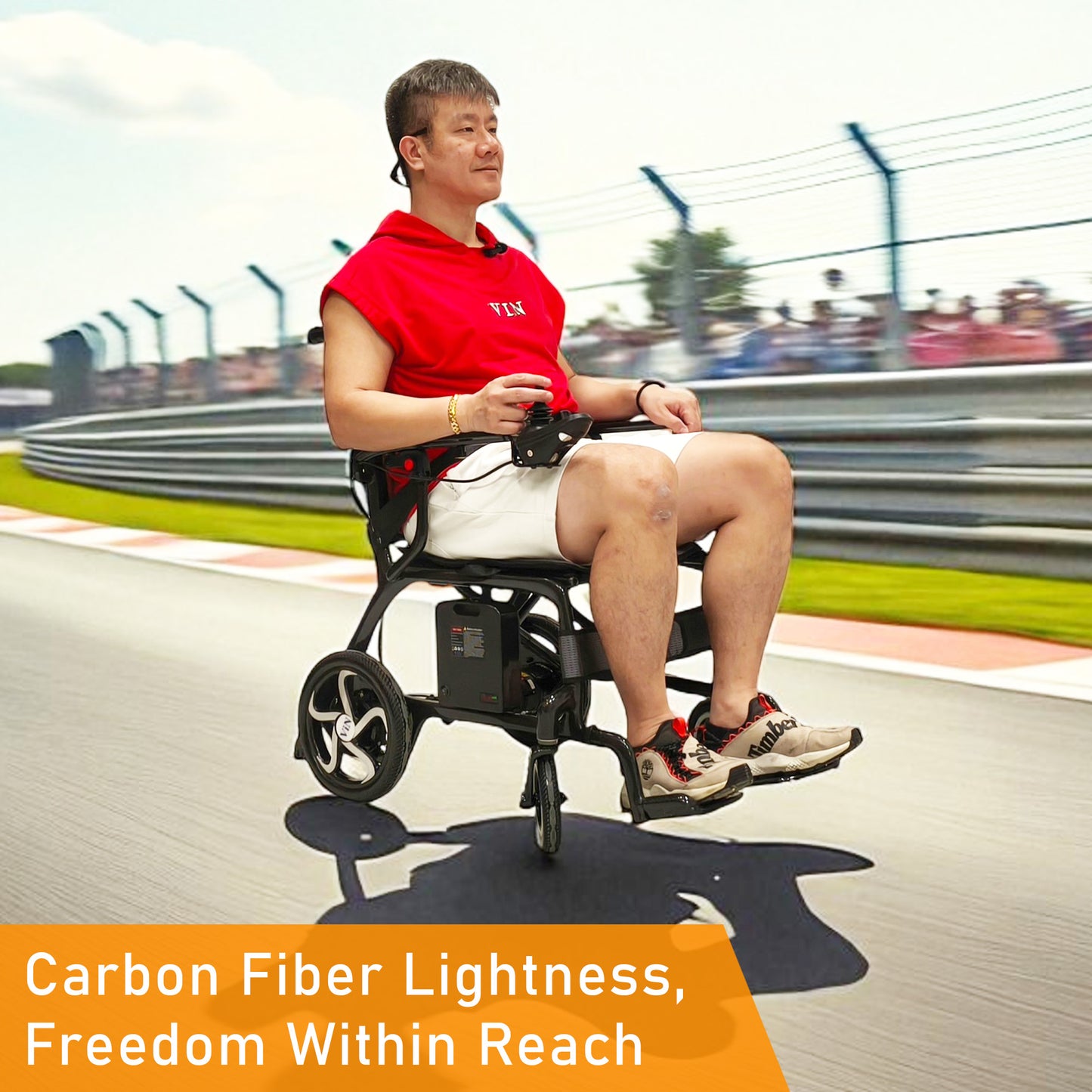 ViN-46A7 | Motorised Electric Wheelchair +Carbon Fiber Ultra lightweight Corrosion-Resistant +Armrest Flip Up +Detachable & Washable Cushion +Anti-Tipper