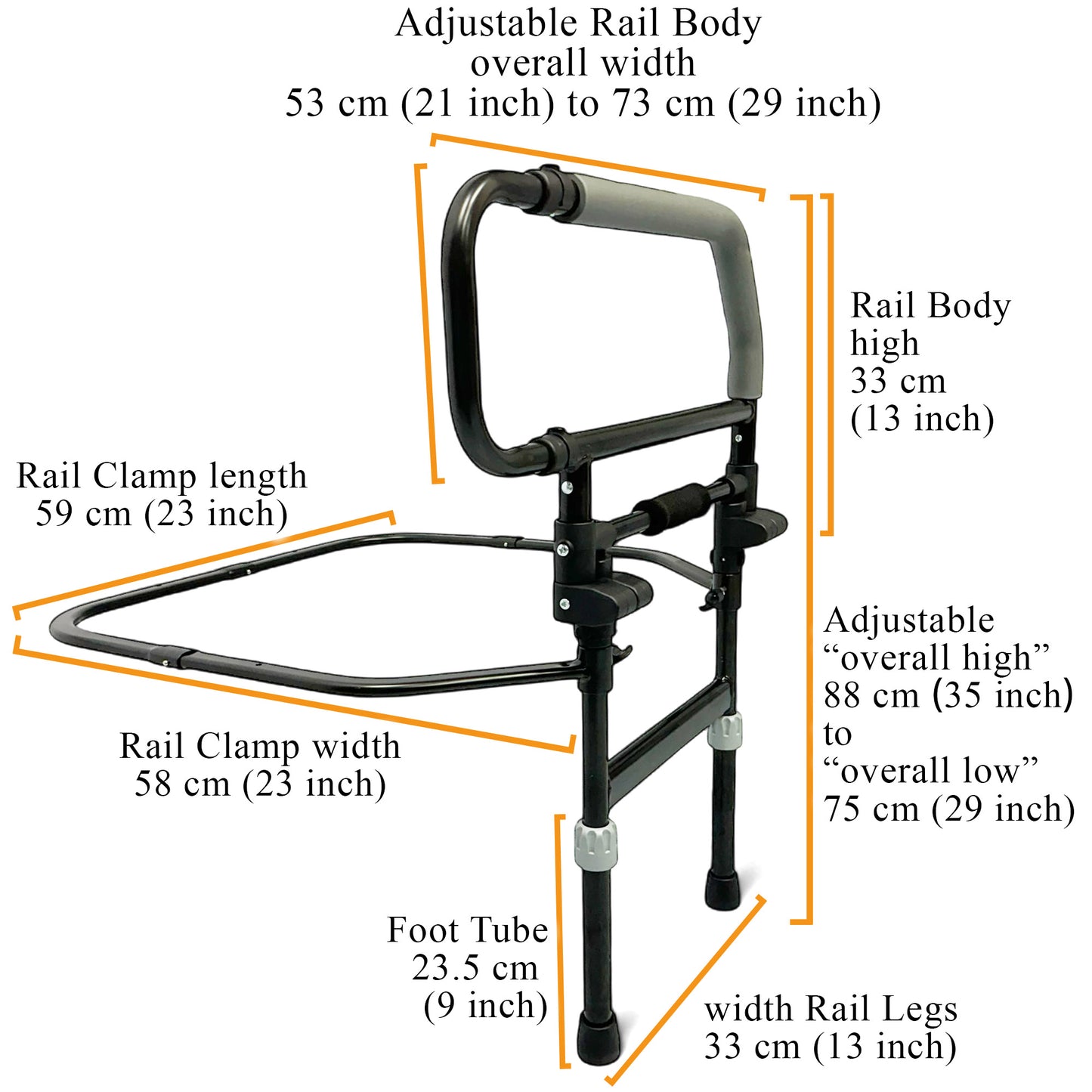 ViN BR03 | Bedside Rail with Legs Foldable Flip Down Function