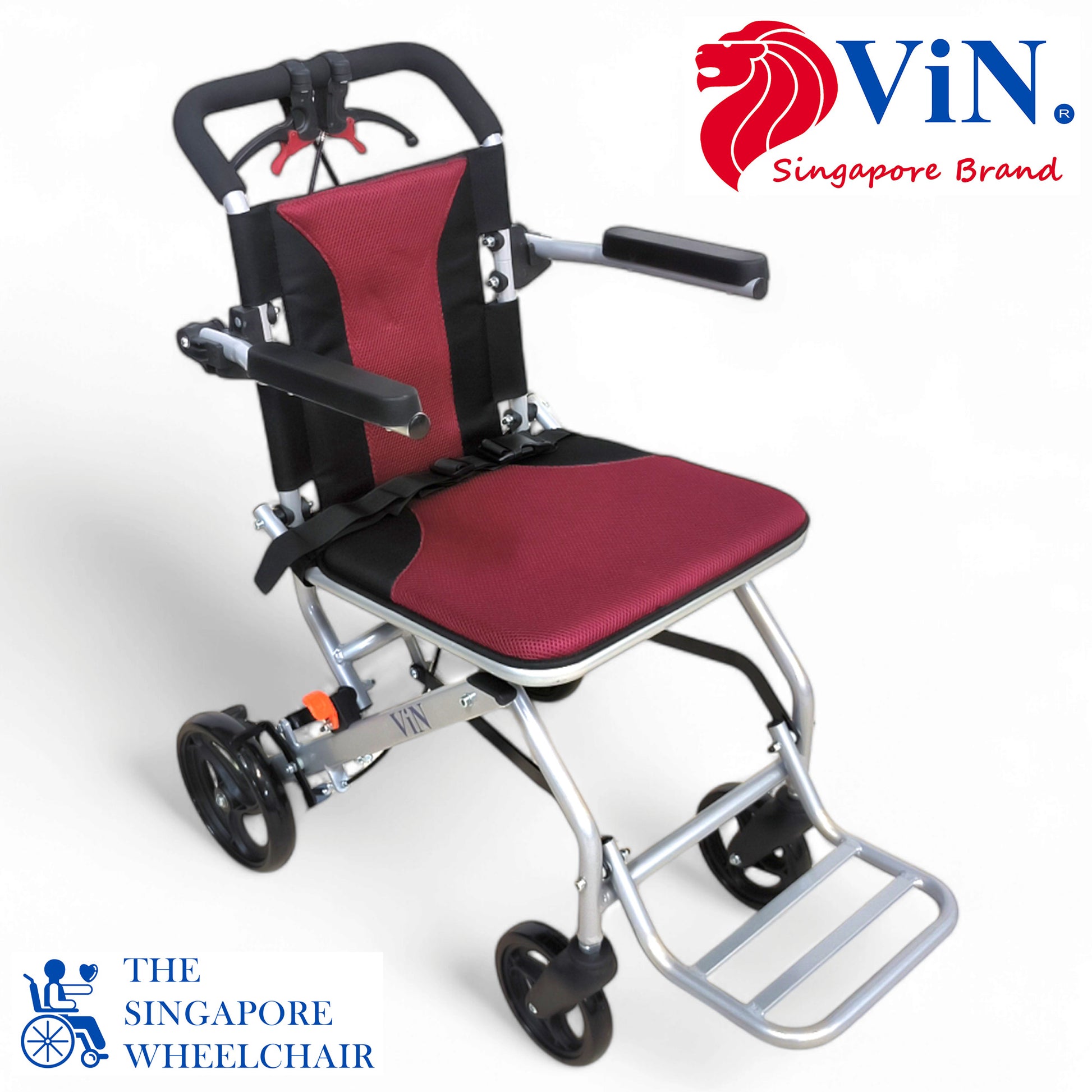 ViN 31A Travel Pushchair, lightweight foldable wheelchair with flip-up armrest and cabin approved for travel