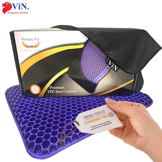 ViN C01 - Extra Thicken Gel Seat Cushion Stop Back & Sciatica Pain While Sitting!, for Car, Office & Wheelchair.