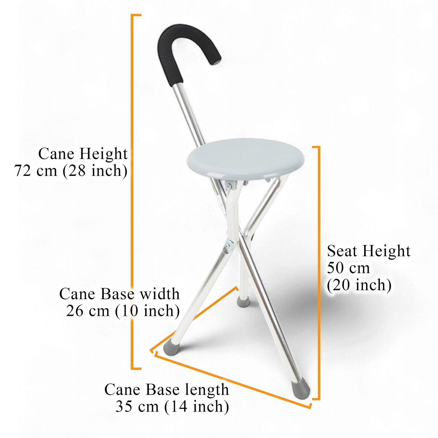 ViN WS07-ST lightweight aluminium folding seat cane with foam handle, anti-rust and anti-slip support