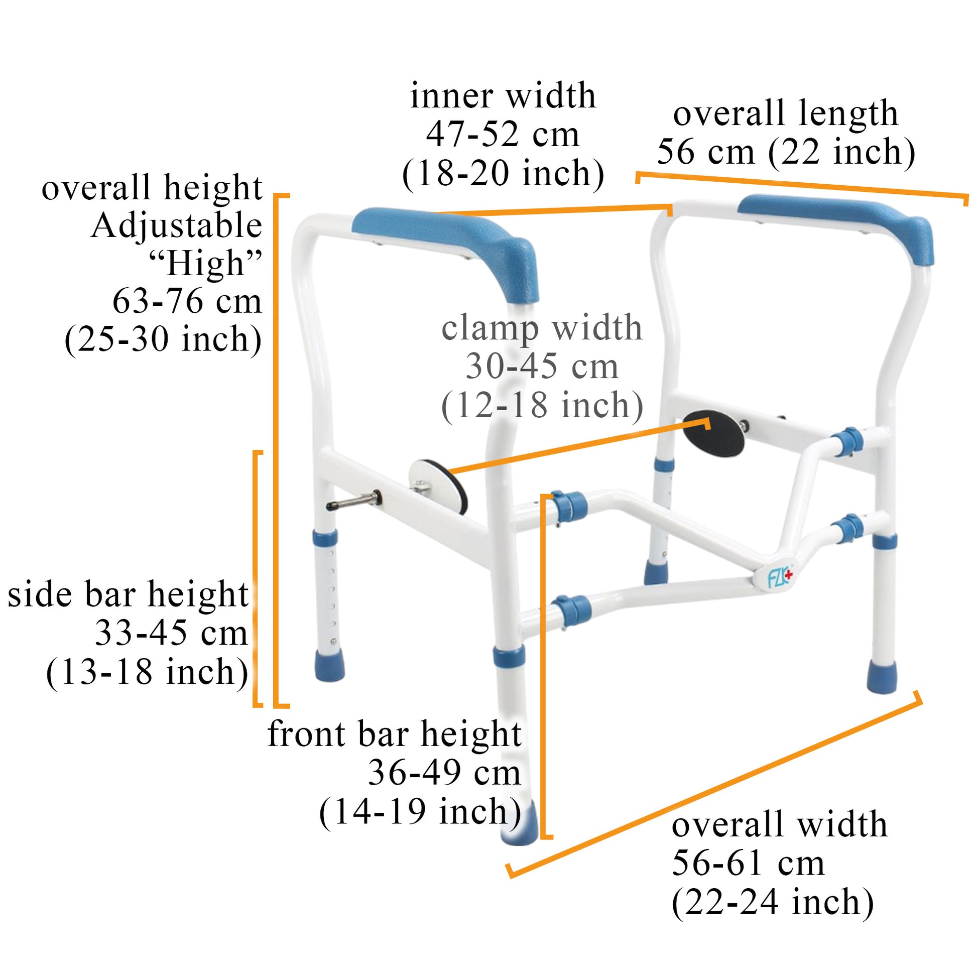 ViN-THR01 adjustable toilet bowl armrest with slip resistant clamps, height control and multiple angles