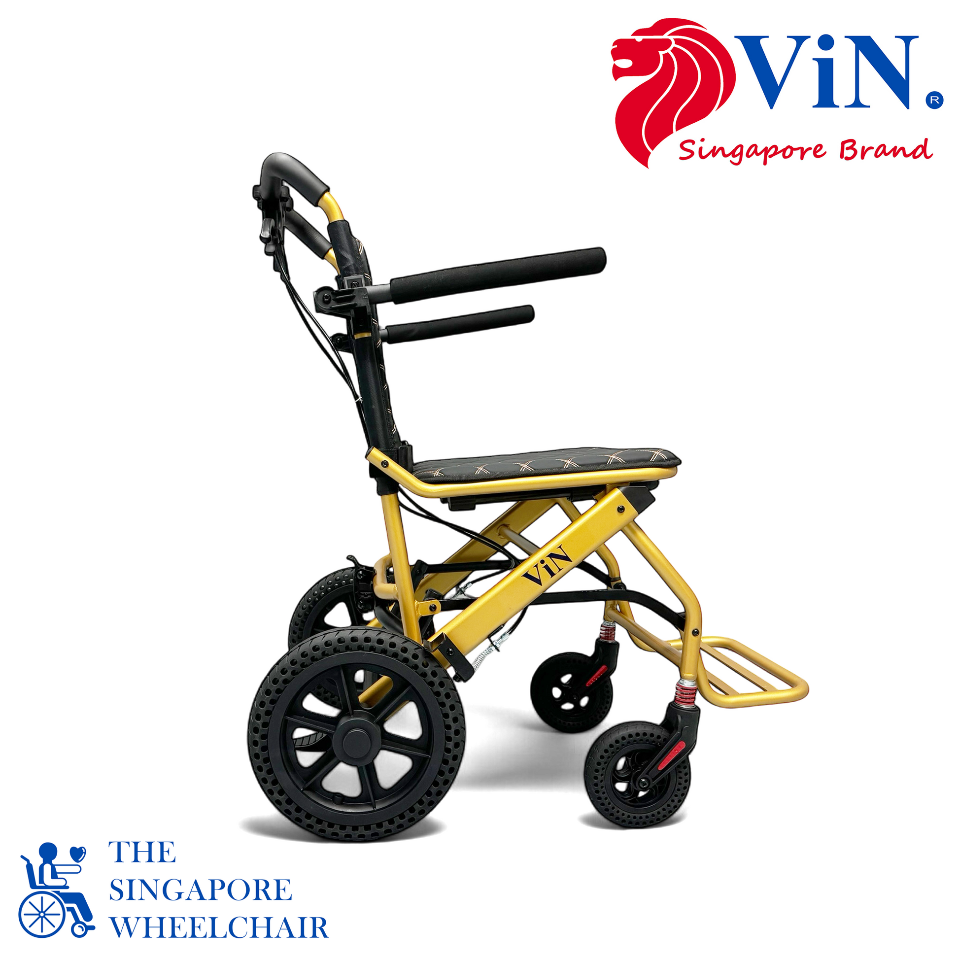 ViN DA03 Travel Pushchair, lightweight foldable wheelchair with flip-up armrest and cabin approved design