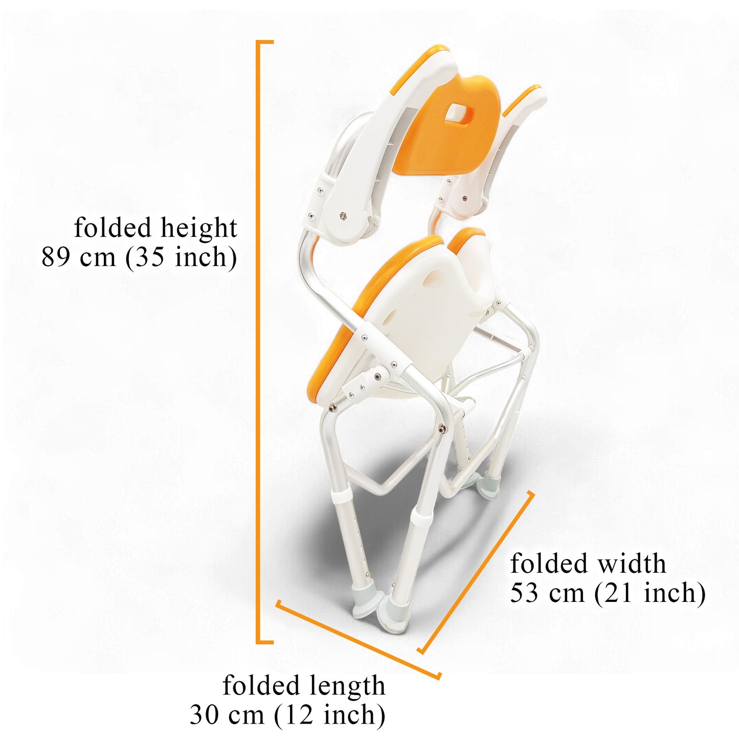ViN SC01 Shower Chair, foldable commode with waterproof cushion, flip armrest, and U-shape design for easy cleaning