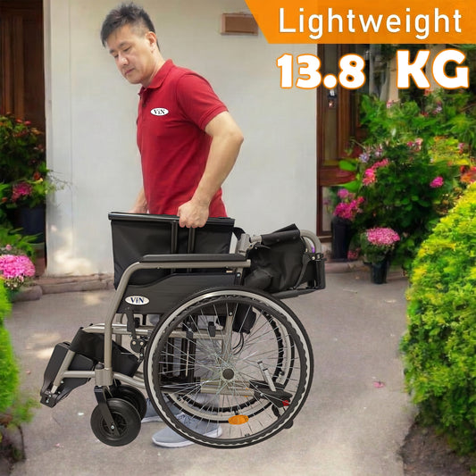 Heavy duty big large foldable lightweight wheelchair 22 inches seat width