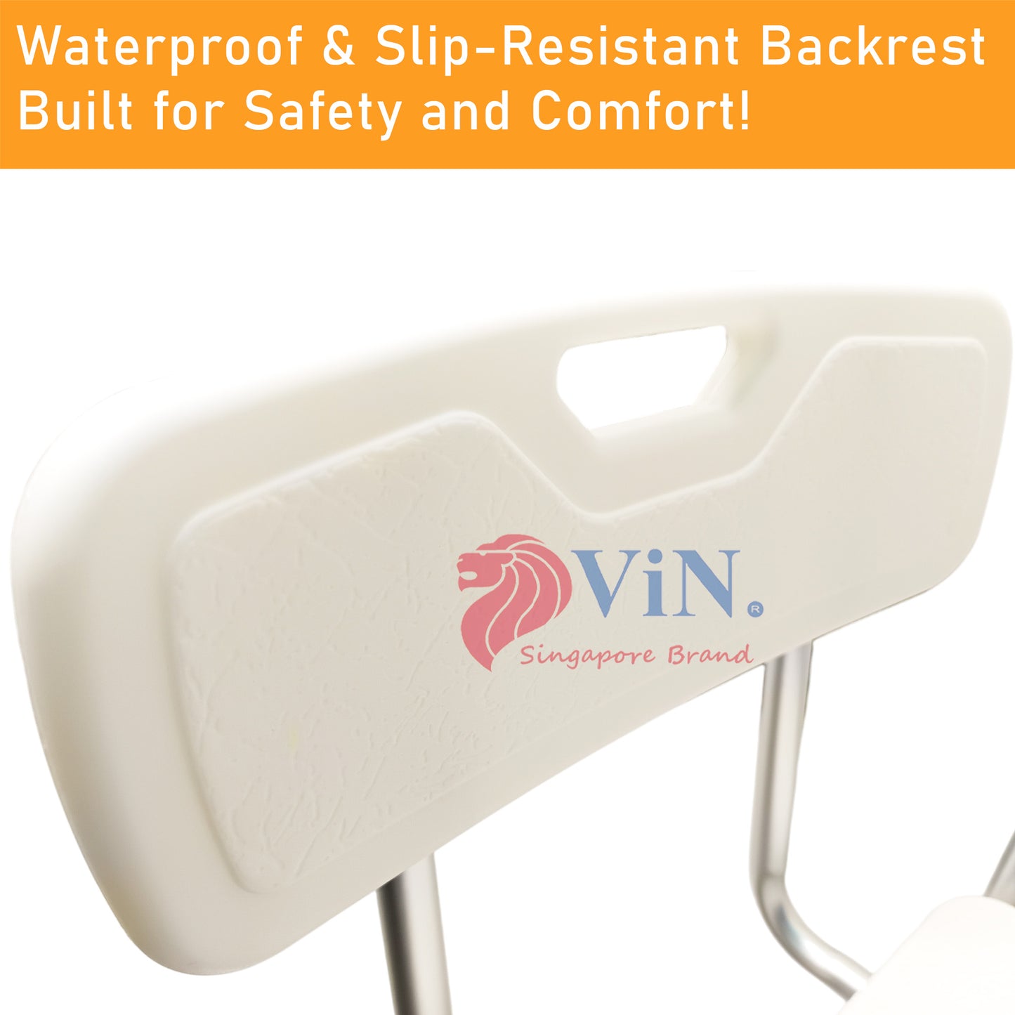 ViN-SC02 | Ultra Lightweight Shower Chair + Detachable Waterproof Armrest Soft Cushion + Height Adjustable + Slip Resistant + Strengthened Main Structure