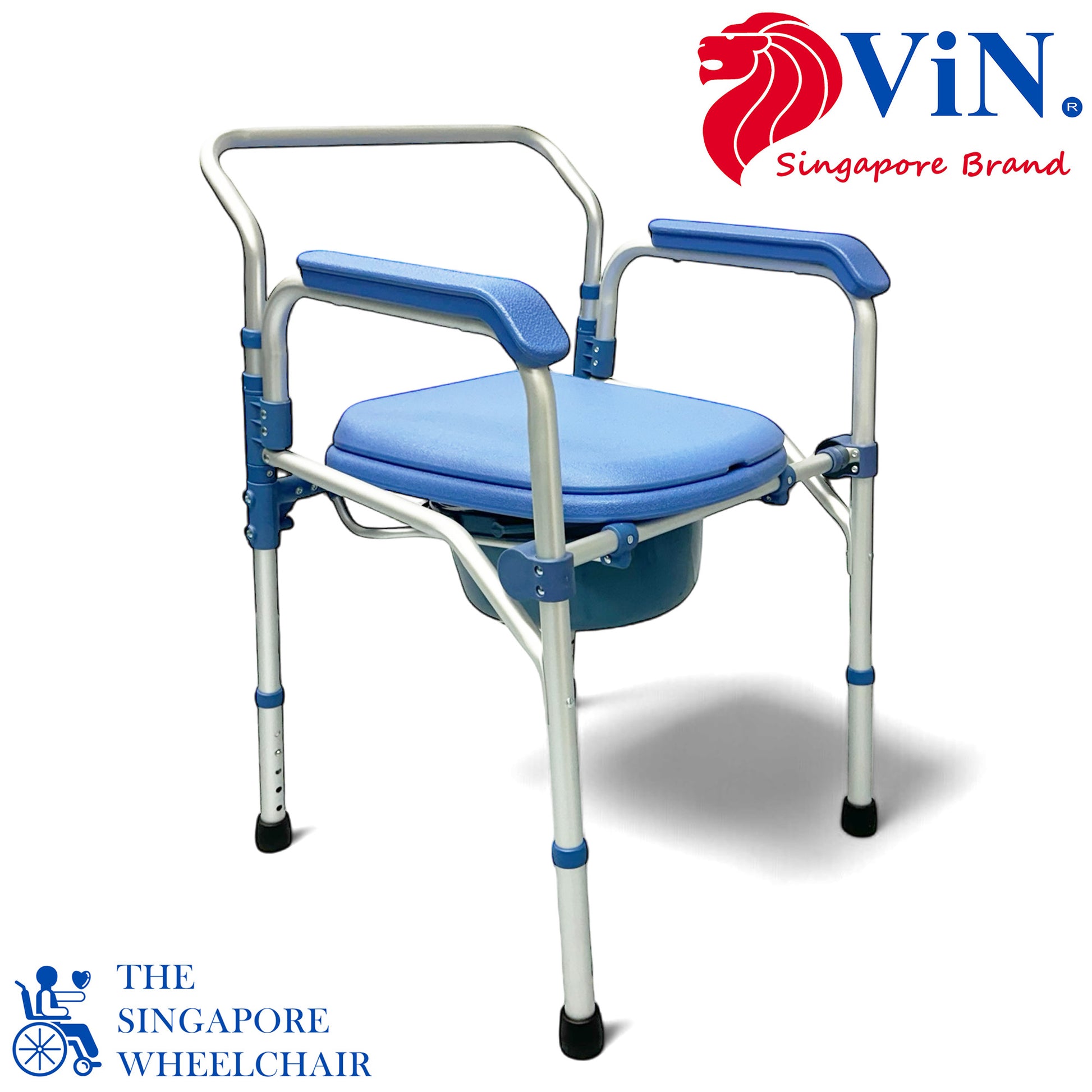 ViN K01 Commode Shower Chair, lightweight foldable commode with adjustable height and anti-rust design