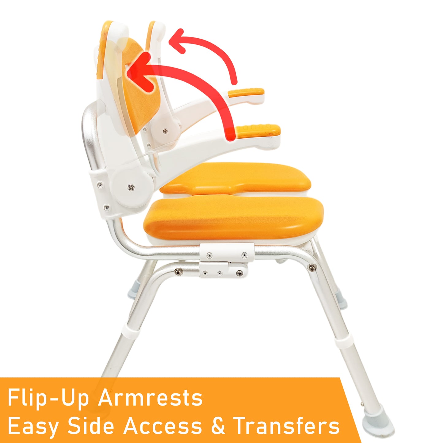 ViN SC01 Shower Chair, foldable commode with waterproof cushion, flip armrest, and U-shape design for easy cleaning