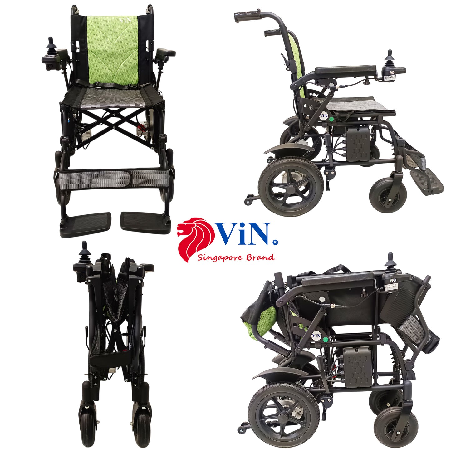 ViN-46A14 | Motorised Electric Wheelchair +Aluminium lightweight Anti Rust +Armrest Flip Up +Anti-Tipper