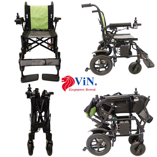ViN-46A14 | Motorised Electric Wheelchair +Aluminium lightweight Anti Rust +Armrest Flip Up +Anti-Tipper