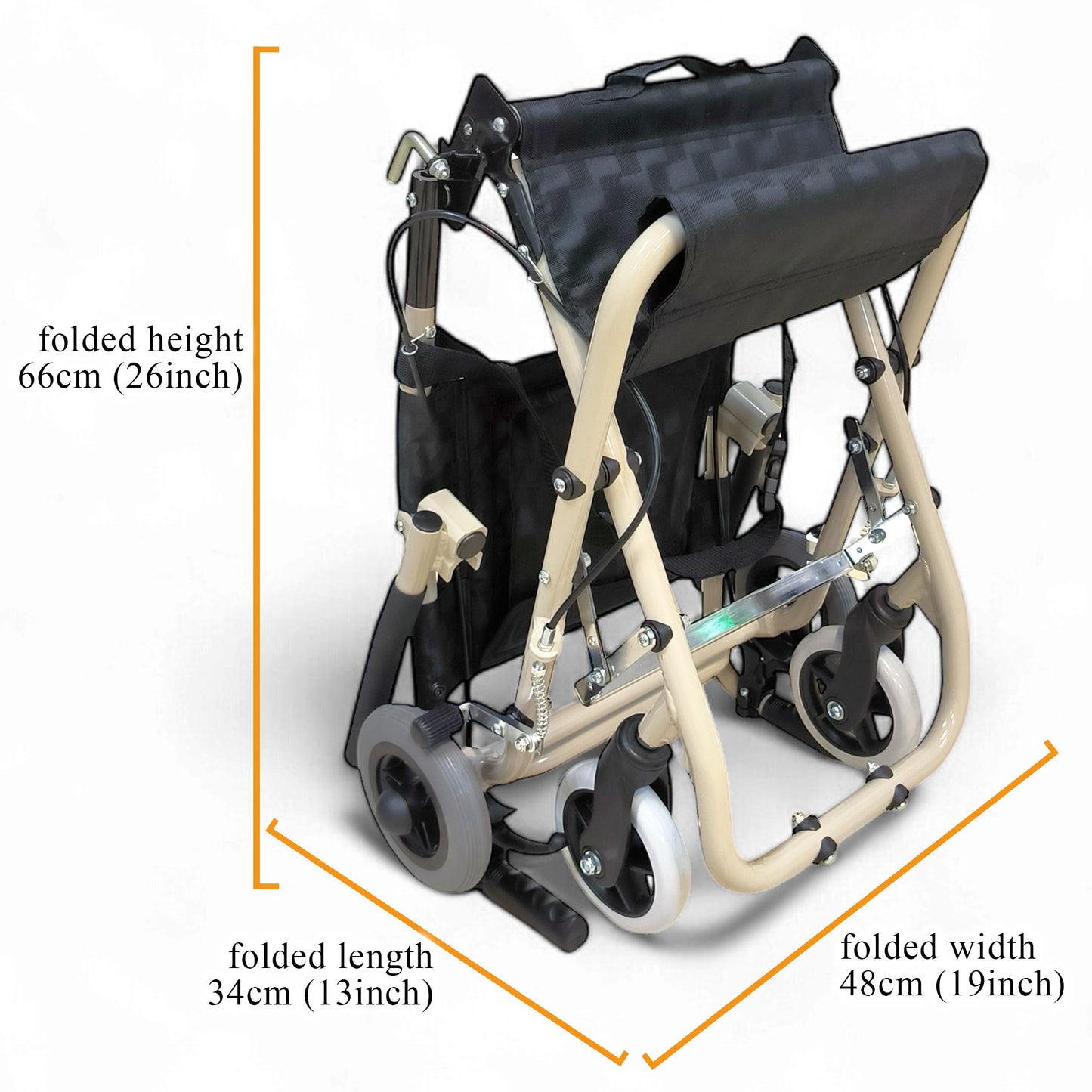ViN YK800 Travel Pushchair, lightweight foldable wheelchair with flip-up armrest, cabin approved for elderly travel
