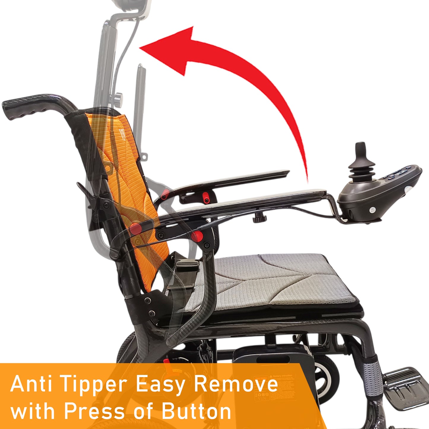 ViN-46A7 | Motorised Electric Wheelchair +Carbon Fiber Ultra lightweight Corrosion-Resistant +Armrest Flip Up +Detachable & Washable Cushion +Anti-Tipper