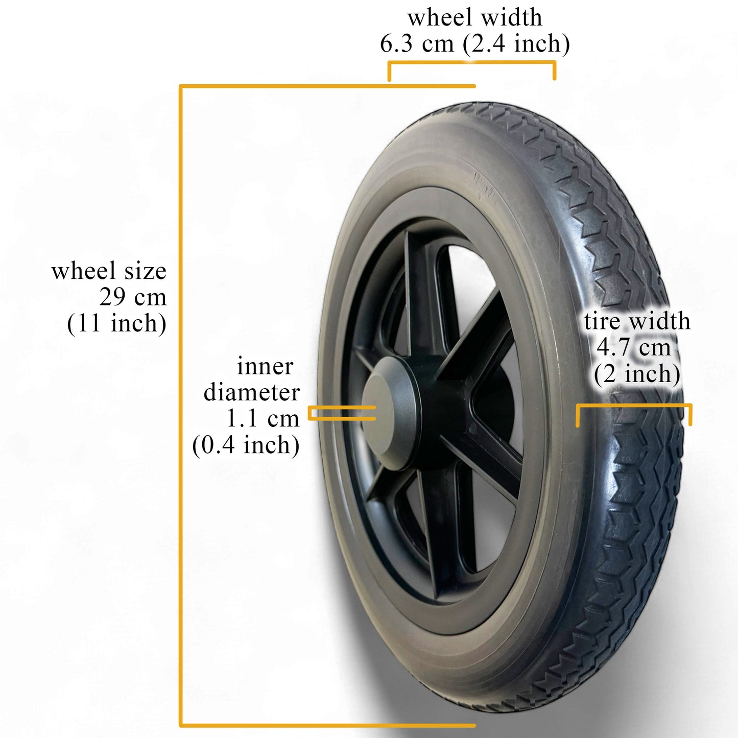 Spare Parts - 1 x Back Wheels - Model ViN-DY820/DY821 Wheelchair