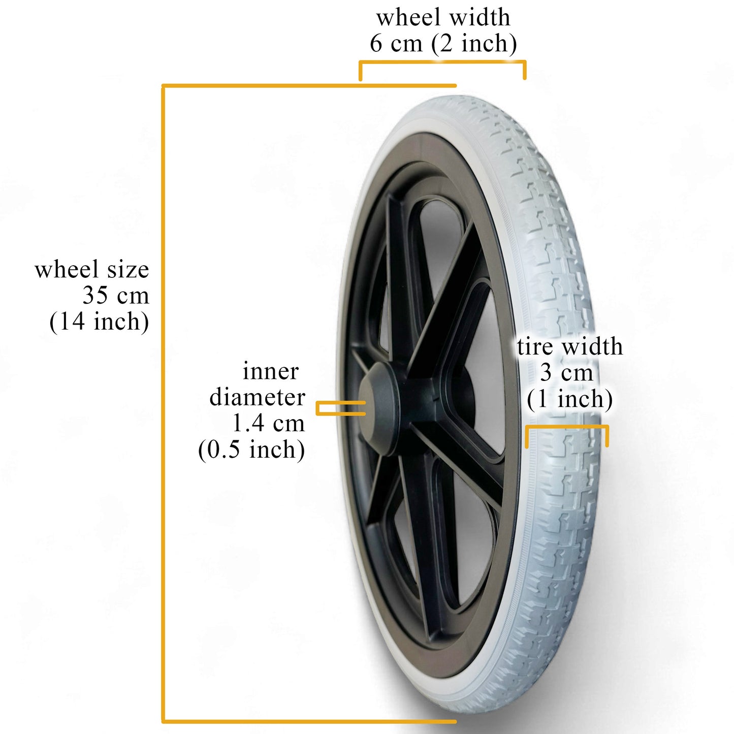 Spare Parts - 1 x Back Wheels - Model ViN-11AS Wheelchair