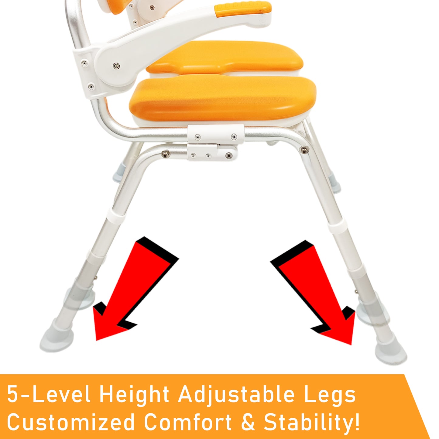 ViN SC01 Shower Chair, foldable commode with waterproof cushion, flip armrest, and U-shape design for easy cleaning