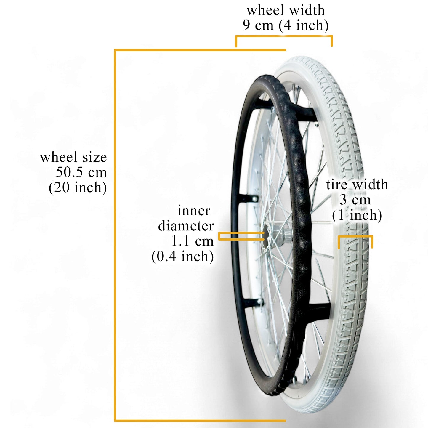 Spare Parts - 1 x Back Wheels - Model ViN-32A Wheelchair
