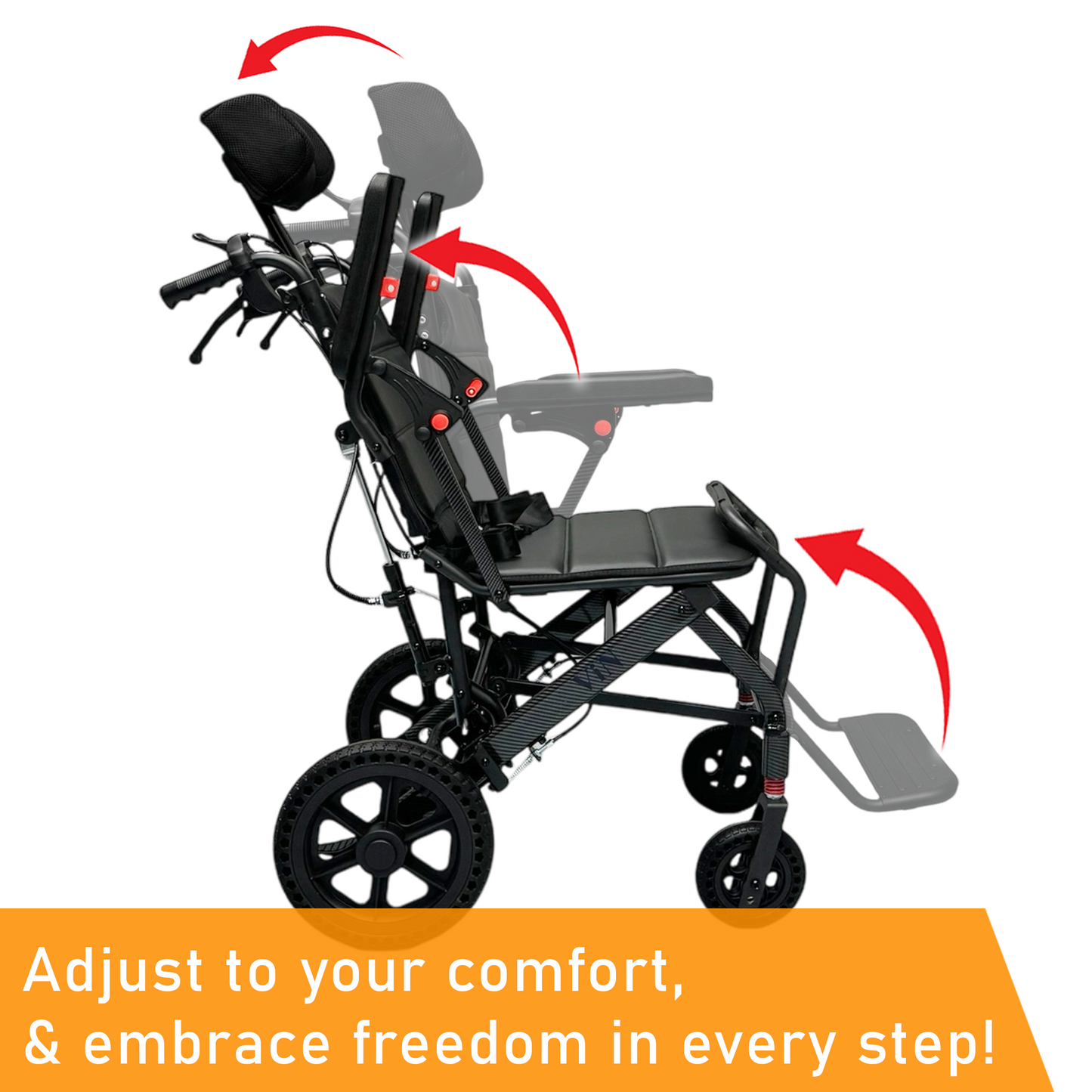 ViN-A19 | Travel Pushchair - Flip-up Armrest & Footrest + Haversack bag Carrier + Cabin Approved Size + Adjustable Headrest