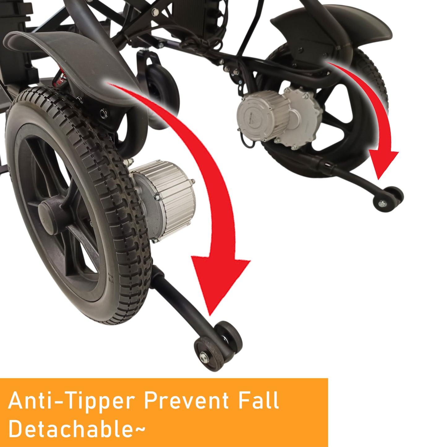 ViN-46A14 | Motorised Electric Wheelchair +Aluminium lightweight Anti Rust +Armrest Flip Up +Anti-Tipper