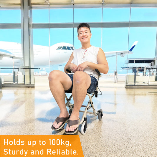 ViN YK800 Travel Pushchair, lightweight foldable wheelchair with flip-up armrest, cabin approved for elderly travel