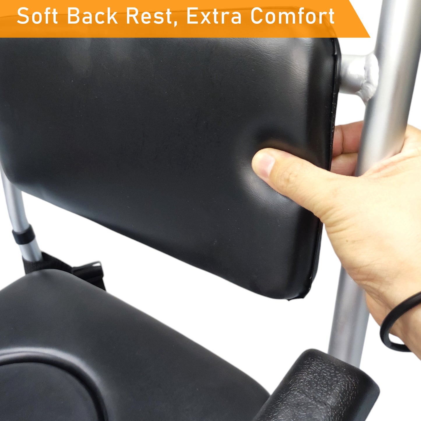 ViN Z05 | Shower Commode Indoor Wheelchair + Foldable + Adjustable height + 4 Lockable Wheels + Flip Down Armrest