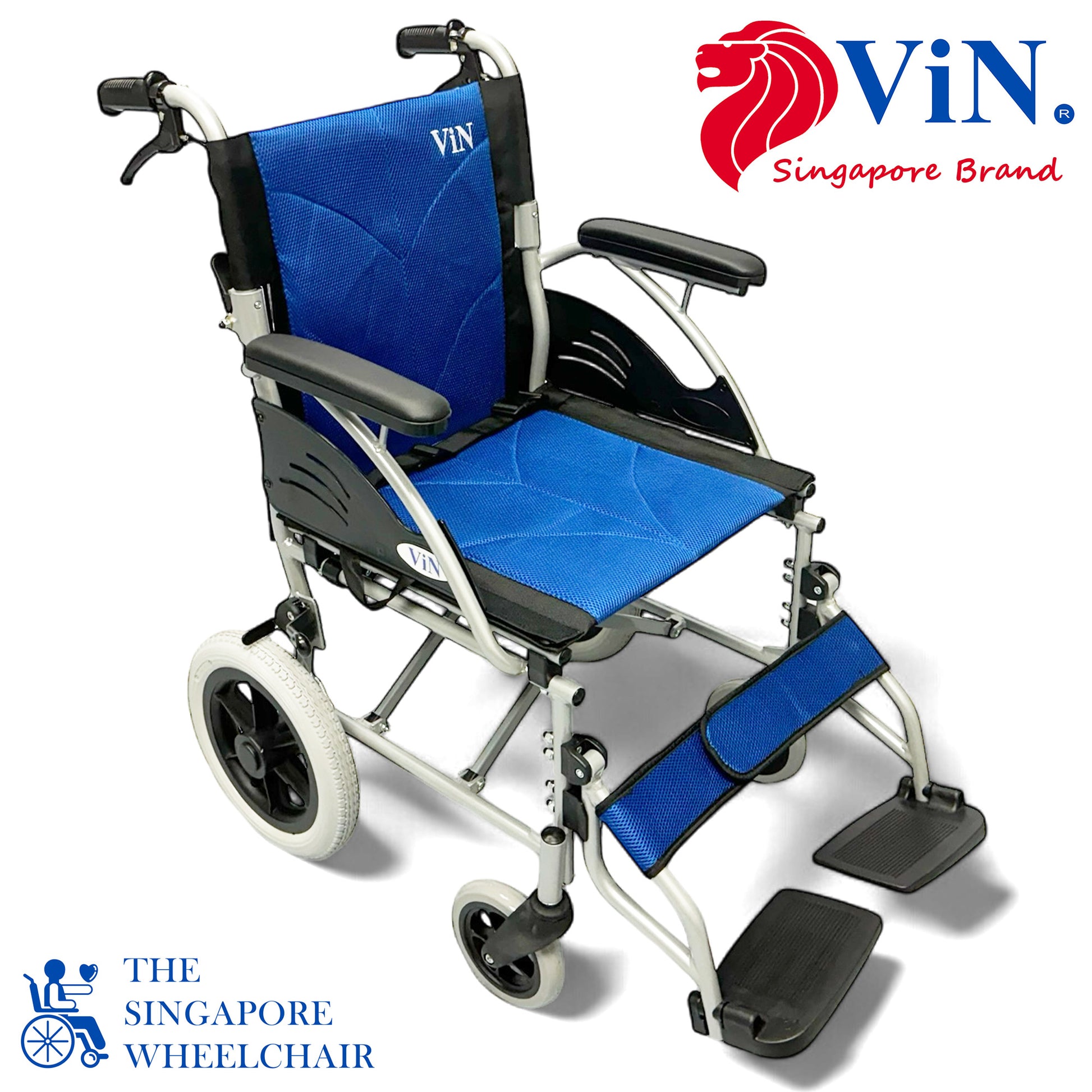 ViN 32AS Pushchair, compact wheelchair with fixed armrest and retractable footrest, ideal for travel