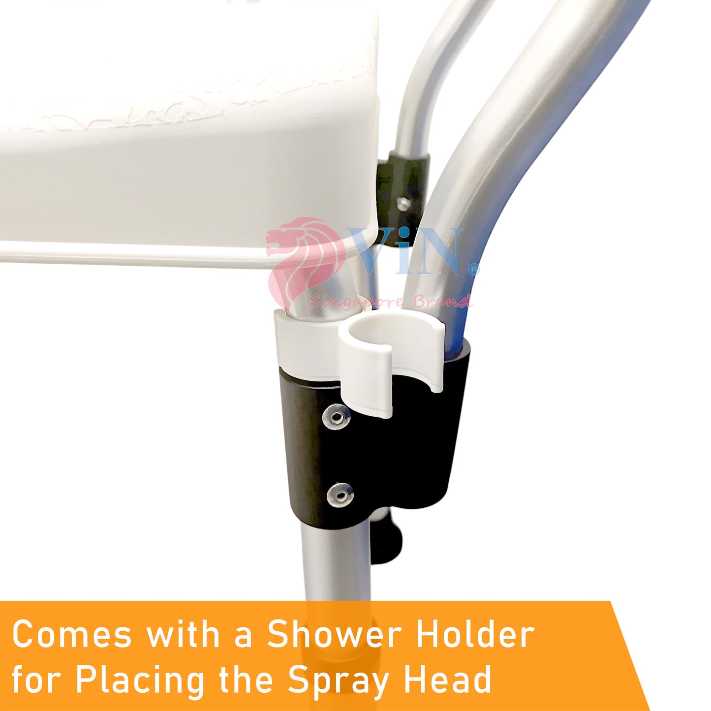 ViN-SC02 | Ultra Lightweight Shower Chair + Detachable Waterproof Armrest Soft Cushion + Height Adjustable + Slip Resistant + Strengthened Main Structure