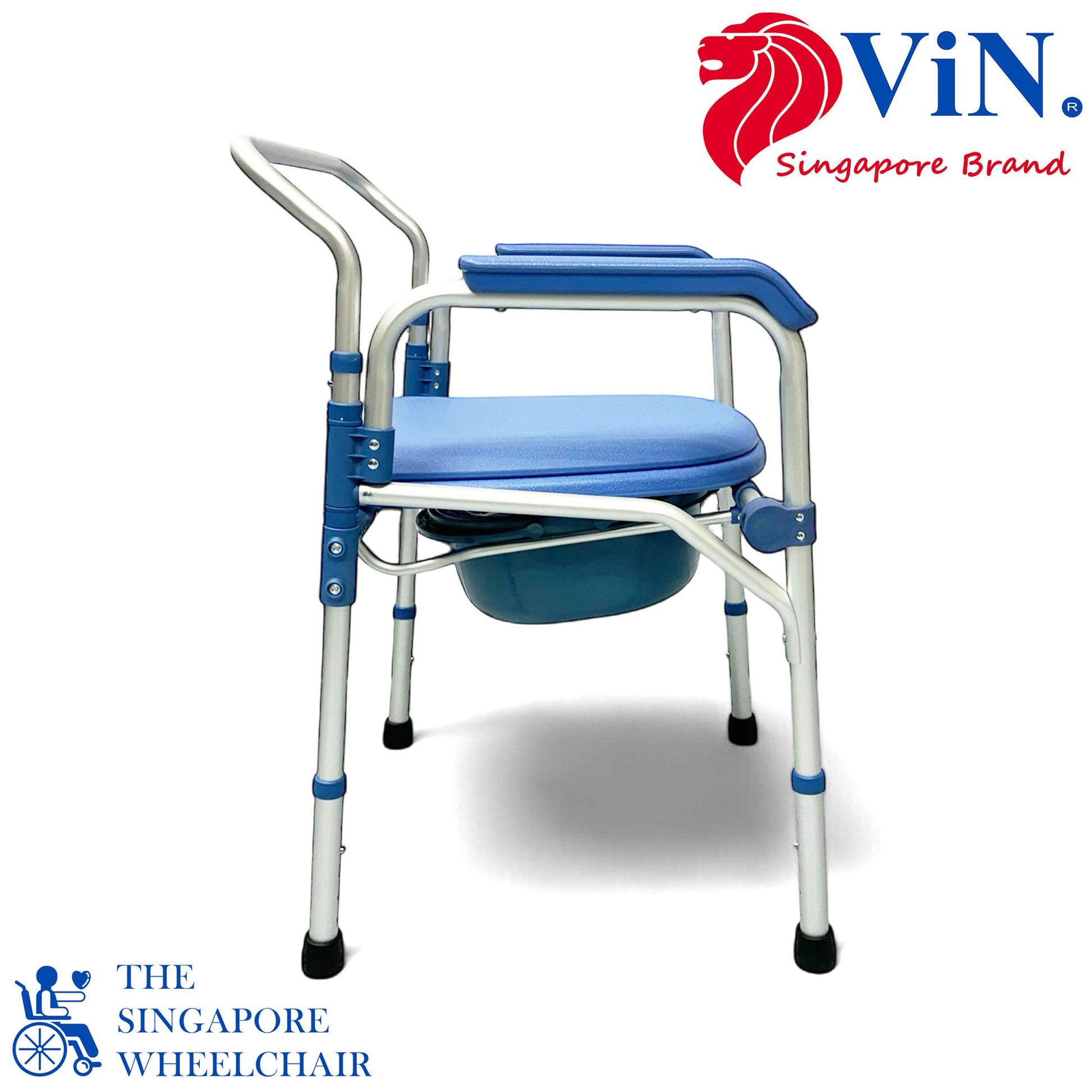 ViN K01 Commode Shower Chair, lightweight foldable commode with adjustable height and anti-rust design
