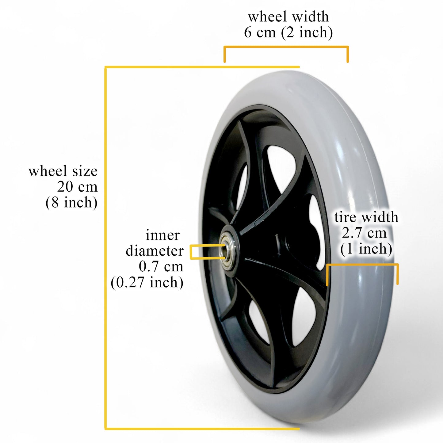 Spare Parts - 1 x Front Wheels - Model ViN-12A2-EL Wheelchair