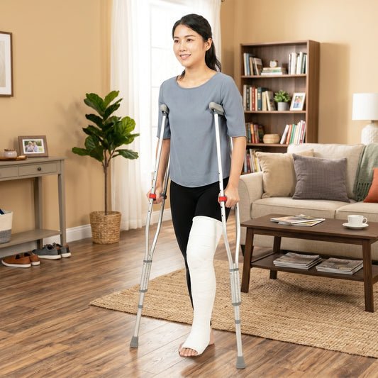 ViN-CR01 | Foldable Detachable Underarm Crutches (Pair) + Anti Rust Lightweight Aluminum + Adjustable + Detachable + Anti-Slip