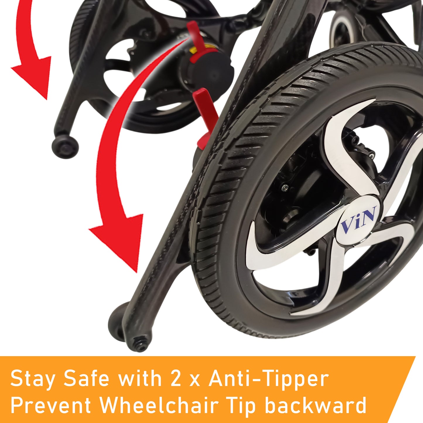 ViN-46A7 | Motorised Electric Wheelchair +Carbon Fiber Ultra lightweight Corrosion-Resistant +Armrest Flip Up +Detachable & Washable Cushion +Anti-Tipper