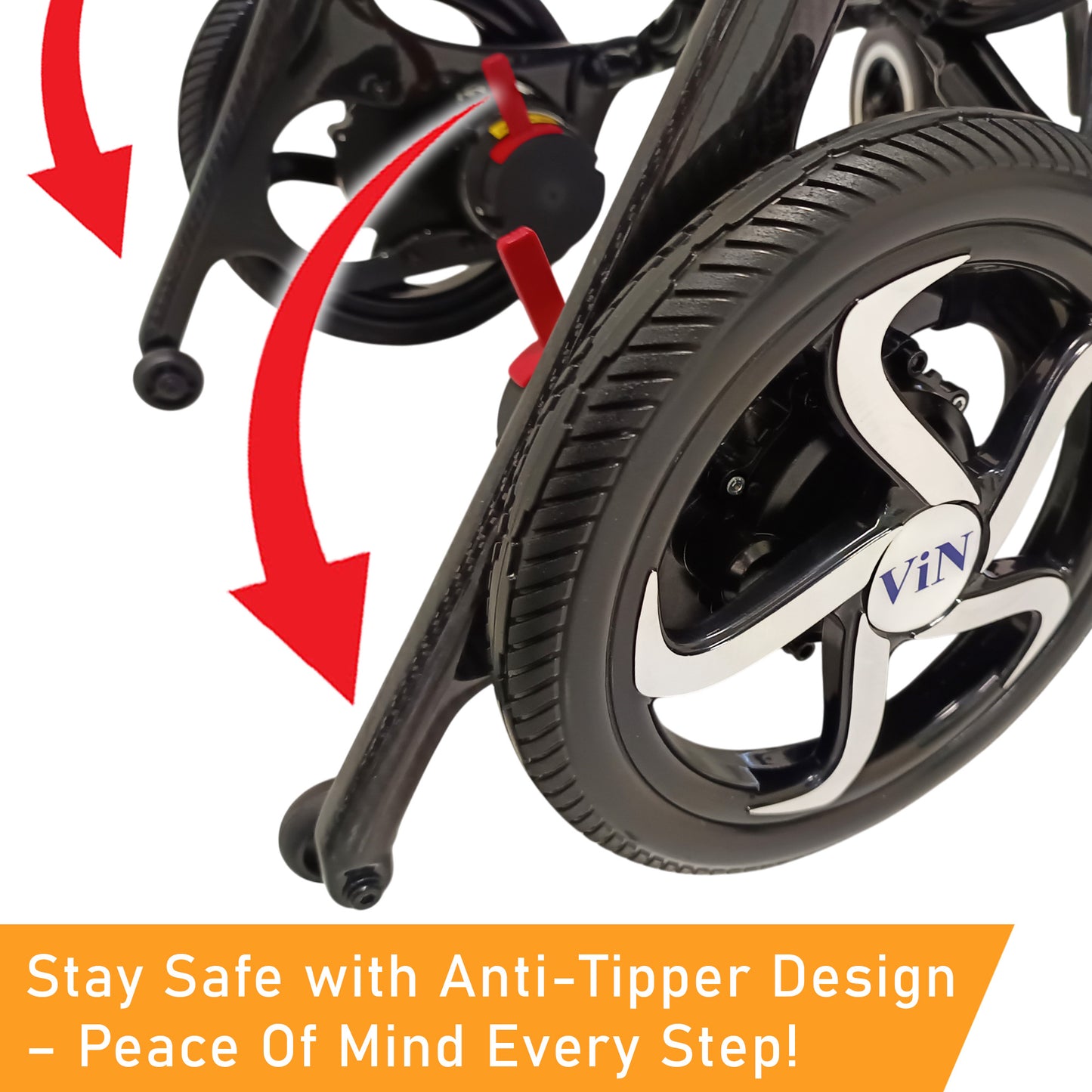 ViN-46A7 | Motorised Electric Wheelchair +Carbon Fiber Ultra lightweight Corrosion-Resistant +Armrest Flip Up +Detachable & Washable Cushion +Anti-Tipper