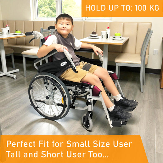 ViN 46A5M-16 | "16 inch" Narrow 16 Inches/40cm Seat - 13.8 kg Self Propelled Wheelchair for Children and Small Size User - Hold Weight Up to 100 kg - Washable Cushion - Flip-up Armrest - Detachable Legrest - Anti Tipper