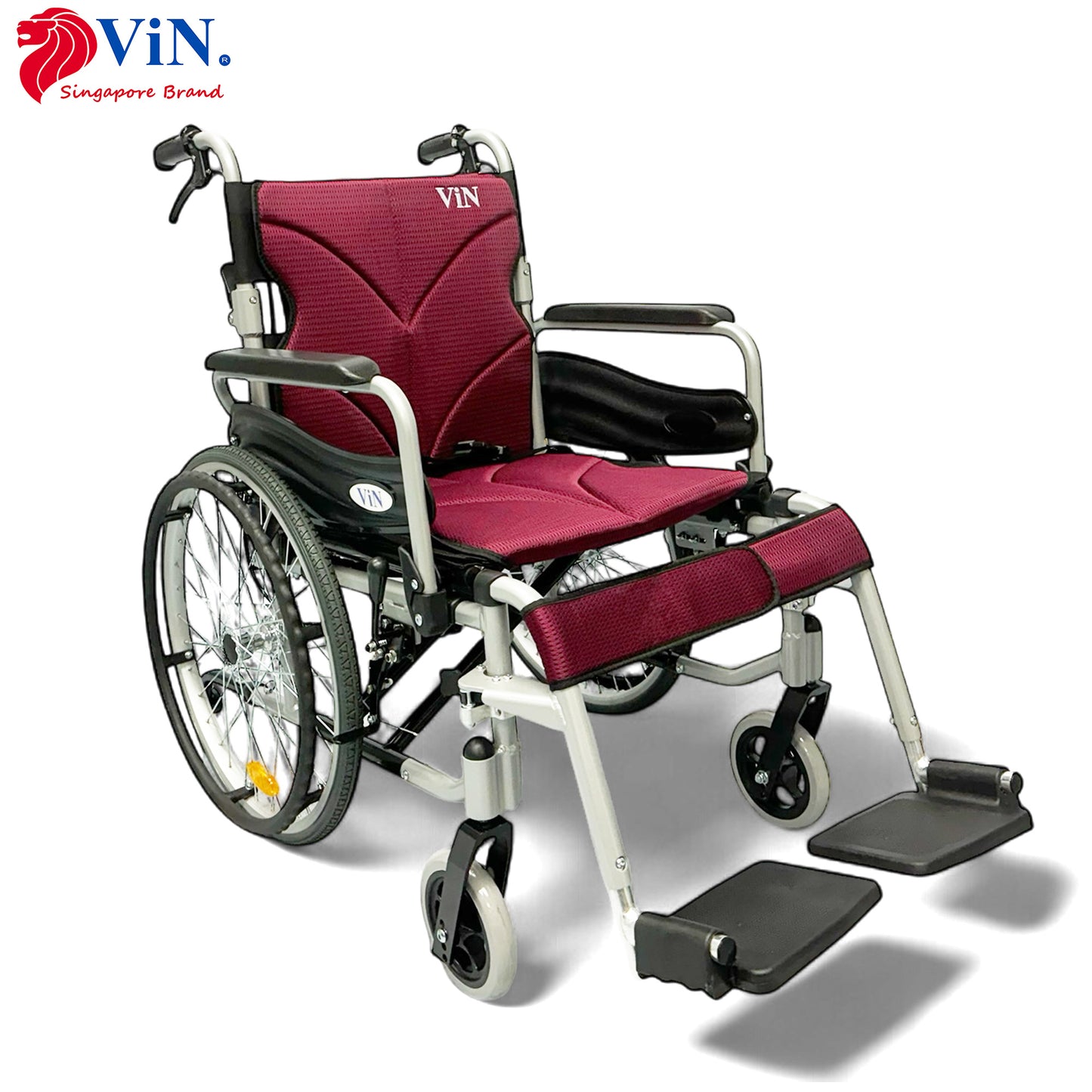 ViN 46A5M | Self Propelled Wheelchair - Washable Cushion - Flip-up Armrest - Detachable Legrest - Anti Tipper