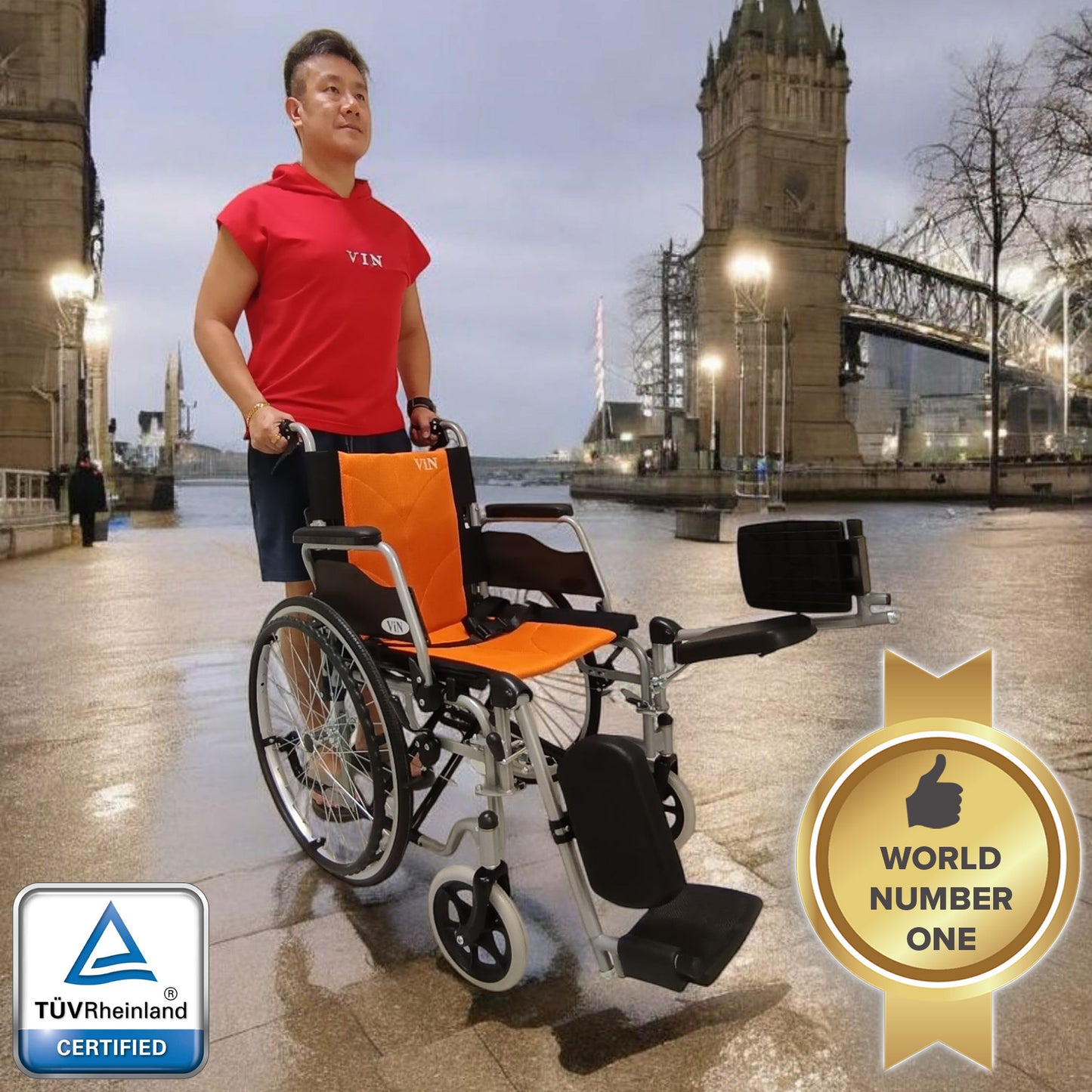 ViN 12A2-EL | Wheelchair Leg Elevated +Self Propelled + Detachable Leg Rest + Flip-up Armrest + Anti-tipper
