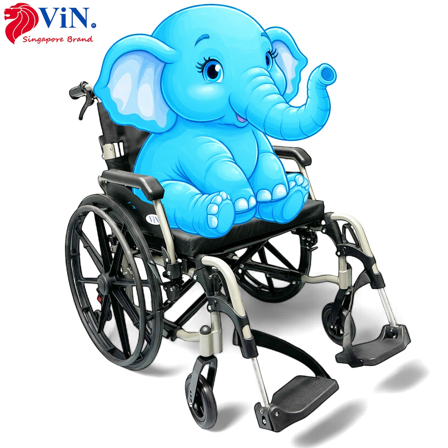 ViN 46AL Big Wheelchair, heavy-duty self propelled wheelchair with 150kg capacity and detachable armrest and legrest