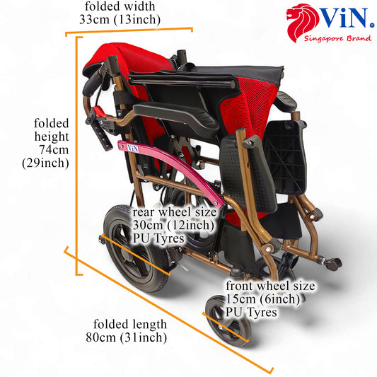 ViN-DY821 | Pushchair + Aluminum Lightweight & Anti Rust+ Washable Cushion + Armrest Lift Up + Retractable Footrest+ Anti Tipper