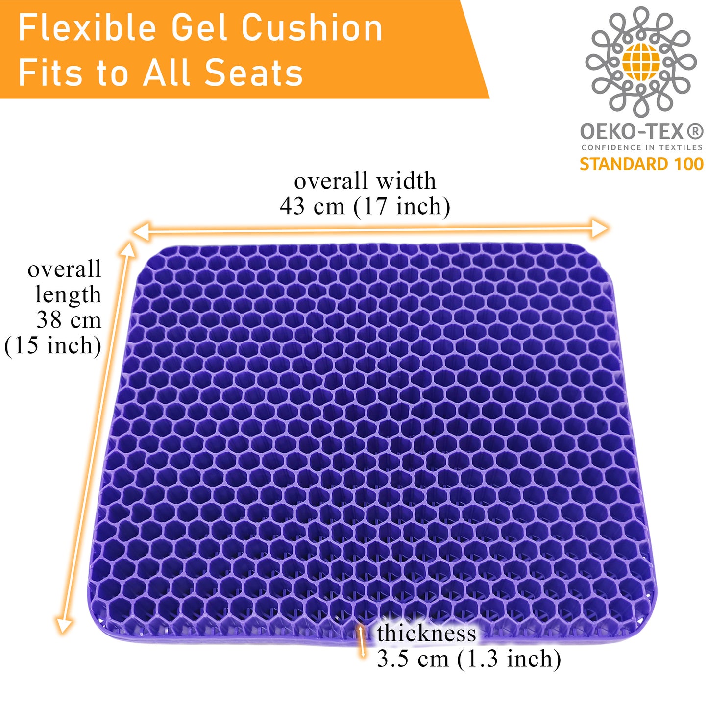 ViN C01 - Extra Thicken Gel Seat Cushion Stop Back & Sciatica Pain While Sitting! for Car, Office & Wheelchair.