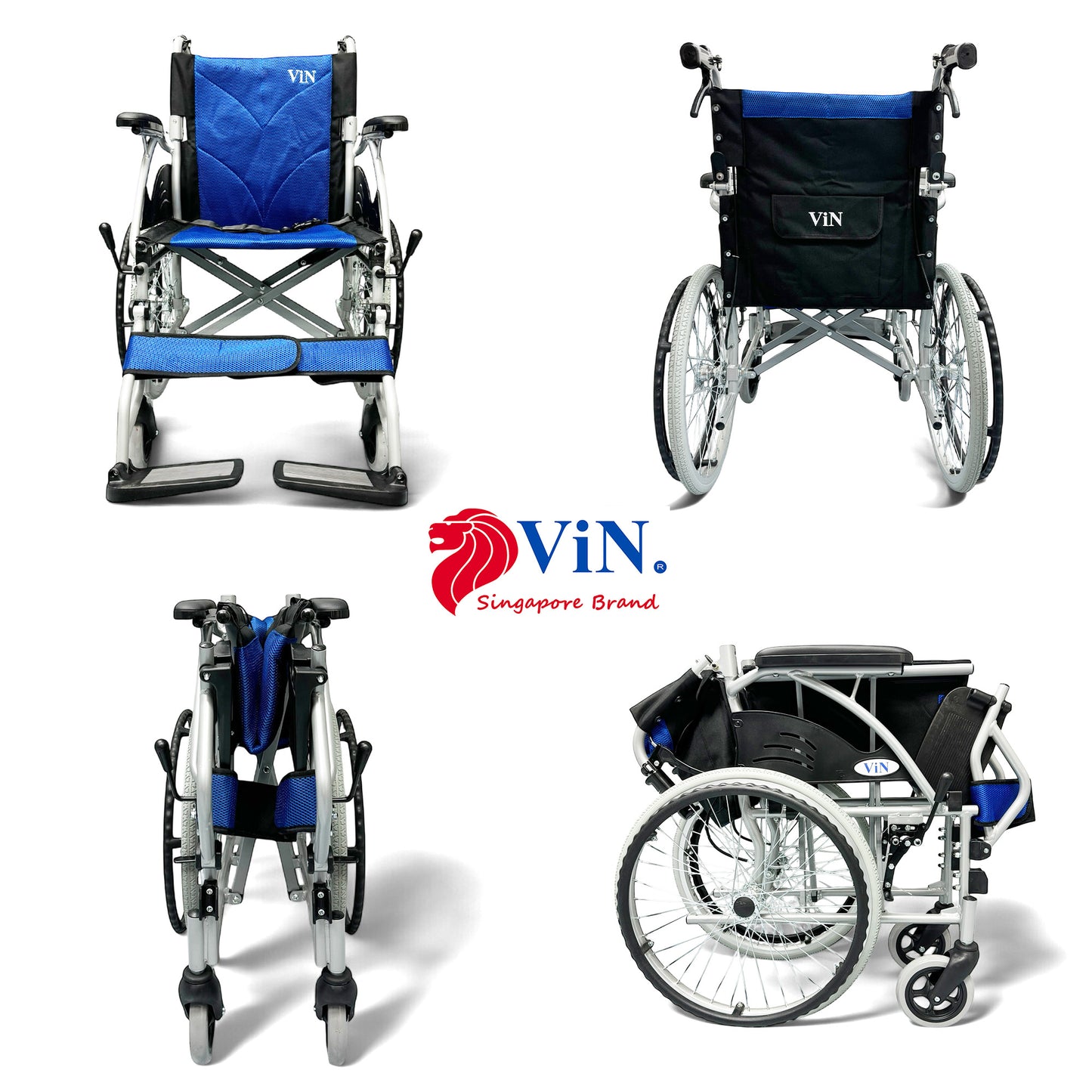 ViN 32AAT Self Propelled Wheelchair, sturdy wheelchair with fixed armrest, retractable footrest, and anti-tipper